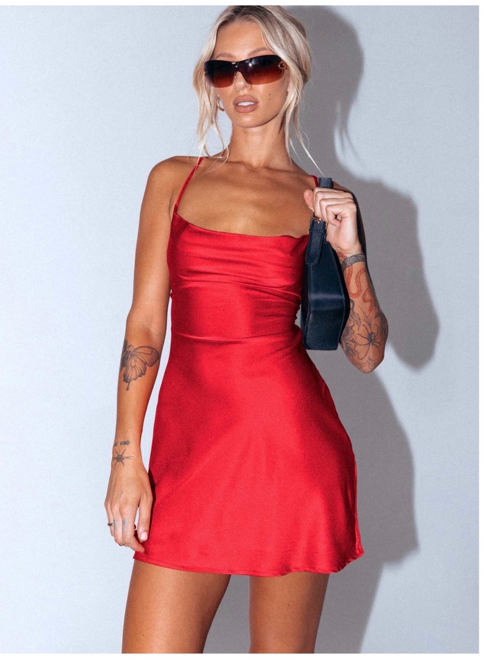 Princess Polly Red Satin Slip Mini Dress